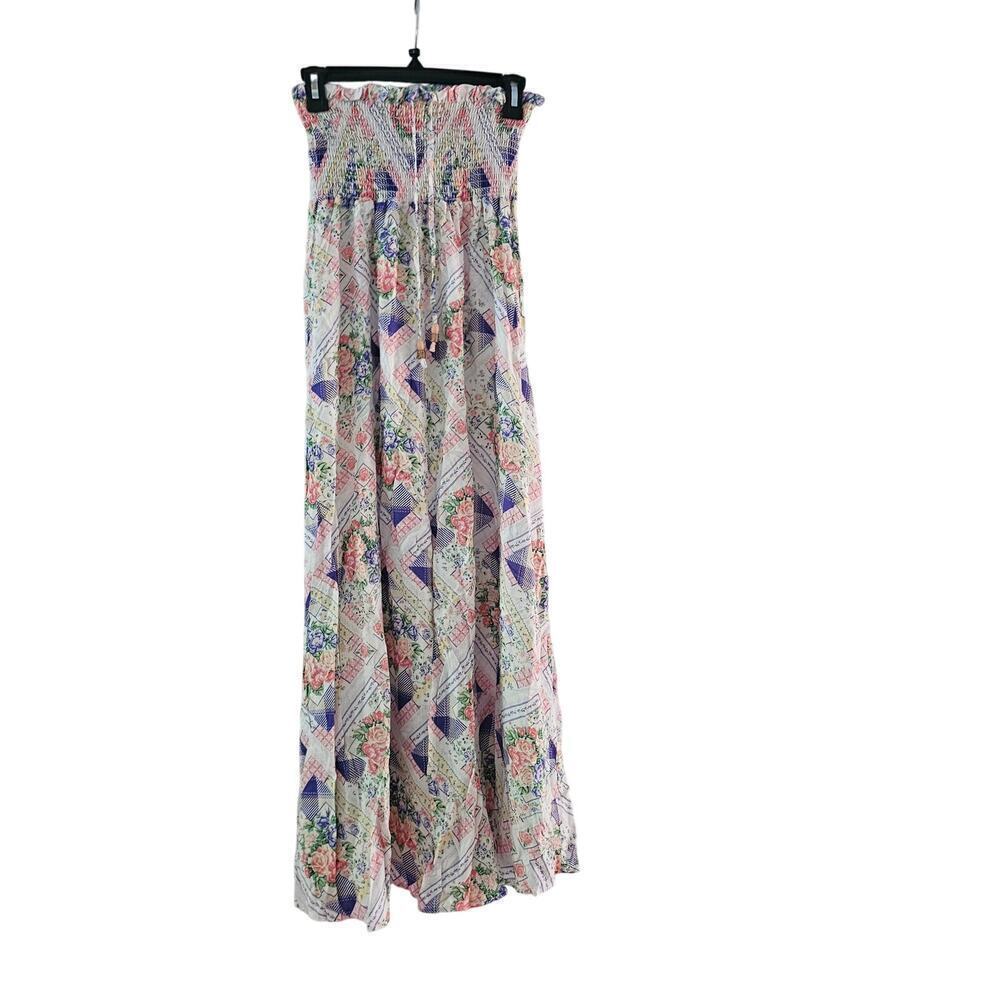 Maaji Women's Multicolor Floral Smocked High Waist Boho Maxi Skirt Size Small